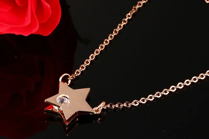 Najtaniej FXM naszyjnik ze stali nierdzewnej gorący bubel popularny mężczyzna kobieta 13mm pięcioramienna gwiazda kształt kolor róży kochanek prezent kobiety Korea styl
