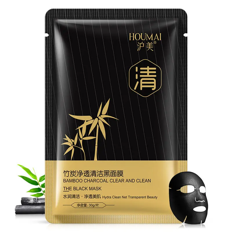 

10Pcs HOUMAI Bamboo charcoal black mask Moisturizing Whitening facial masks Oil-control Remove blackheads korean face mask