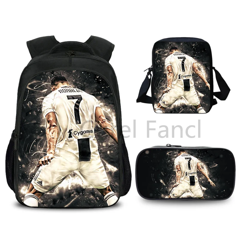 Cristiano Ronaldo CR7 3pcs/set Backpack School Bags for Girls Boy Laptop Travel Women Backpacks+shoulder Bags+pen Bag 2 | Багаж и сумки