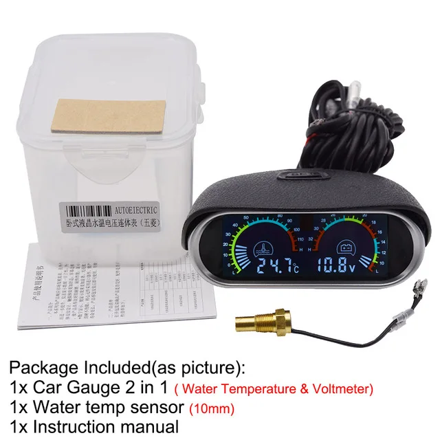 5 In 1 12V Car LCD Electronic Tachometer + Oil Pressure Gauge + Volt Voltmeter+Water Temperature Gauge+Fuel Gauge with Sensor
