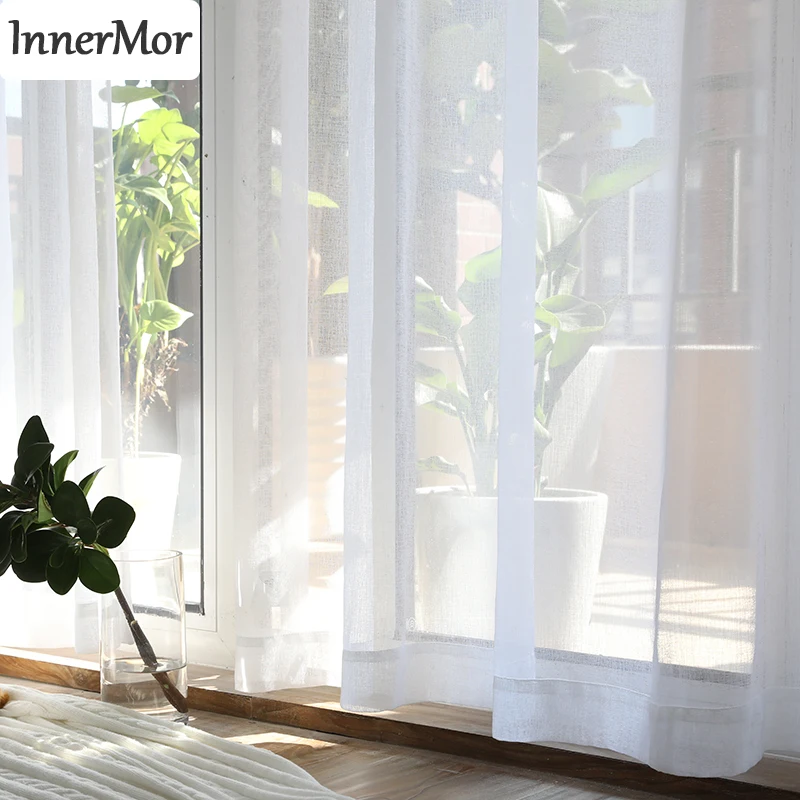Innermor белые однотонные шторы для гостиной элегантные тюль на окна световые Шторы