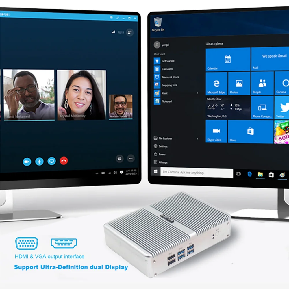 Небольшой прочный Настольный компьютер Core i5 7267U i3 7167U DDR4 RAM HDMI VGA дисплей windows 10 pro