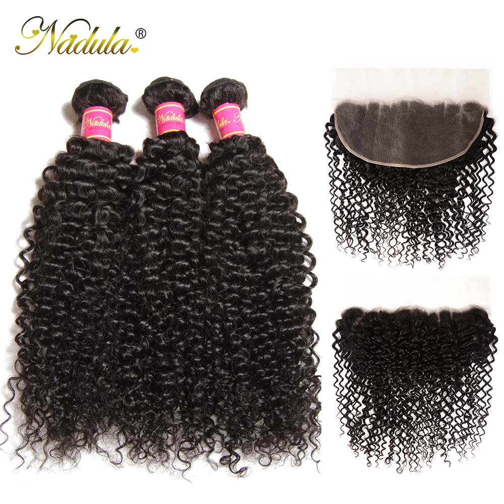 

Nadula Hair Brazilian Curly Bundles With Frontal Closure 100% Remy Human Hair Frontal 13*6 Ear to Ear Lace Frontal With Bundles