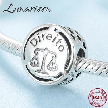 

925 Sterling Silver Lawyer occupation sign Law Charm beads Fit Original charms europeu Bracelets Bangles Jewelry making Lei