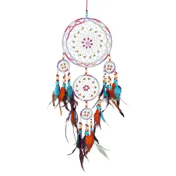 

Handmade Fashion Design 4 Circle Dream Catcher with feather wall hanging Decor Room Craft ornament