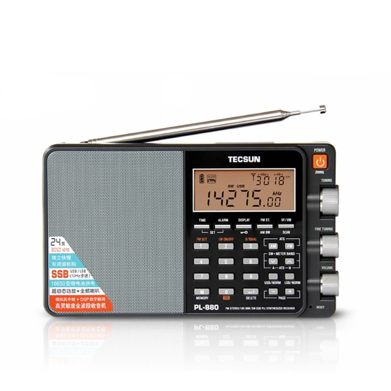 

TECSUN PL-880 Portable Radio Full Band with LW/SW/MW SSB PLL Modes FM (64-108mHz) 87.5-108 MHz (Germany) Internet Stereo Radio