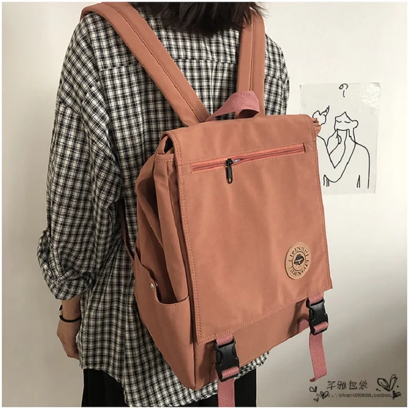 Винтажный холщовый рюкзак женский корейский модный простой ins Harajuku японский однотонный Большой Вместительный Повседневный женский рюкзак