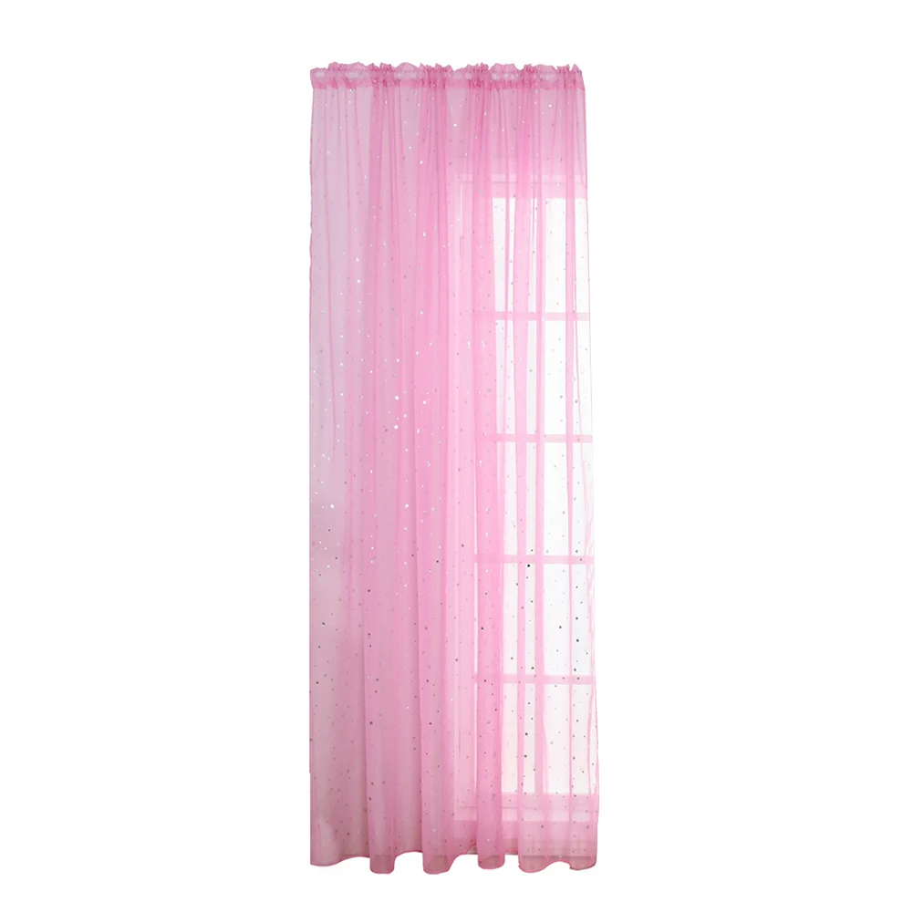 1Pc Fashion Shiny Star Pattern Transparent Tulle Voile Curtain Window Drape Living Room Home Decoration