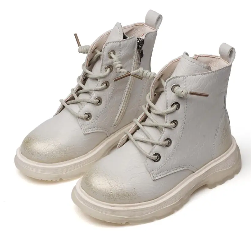 

New Winter Kids Shoes Boys Ankle Boots Fashion Girls Casual Martin Boots Leather Sneakers Plush Warm Children Snow Boot