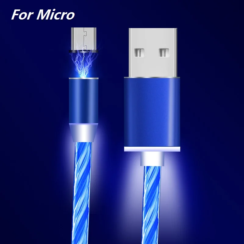 Магнитный зарядный кабель типа C, светящийся usb-кабель для iPhone XS Max XR X светодиодный USB C провод для быстрой зарядки для samsung huawei P20