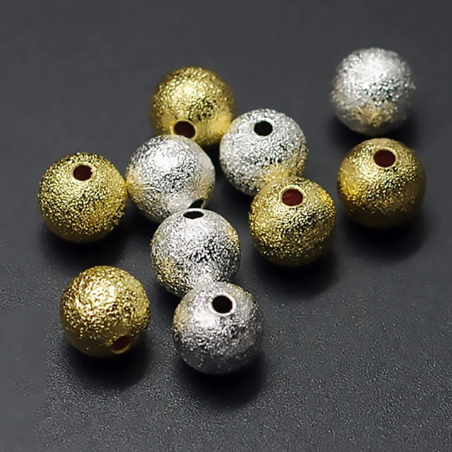 100Pcs 8mm Round Metal Brass Loose Spacer Big Hole beads For