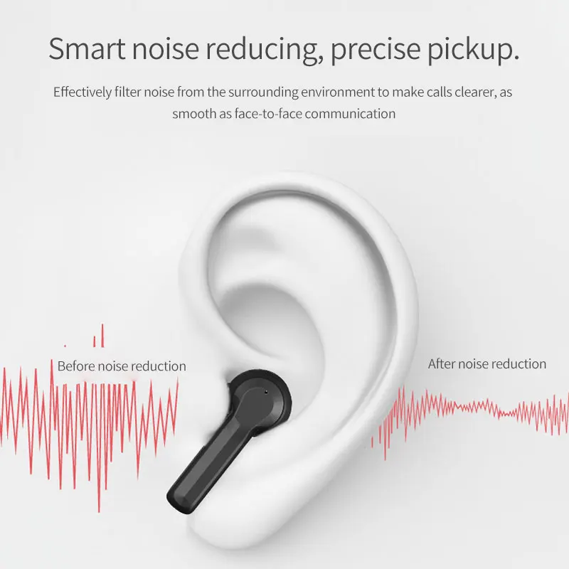 Smart Touch Control Noise Reduction HIFI Sound Headphone Wireless Bluetooth 5.0 Earphones Mini Music Headsets With Charge Case