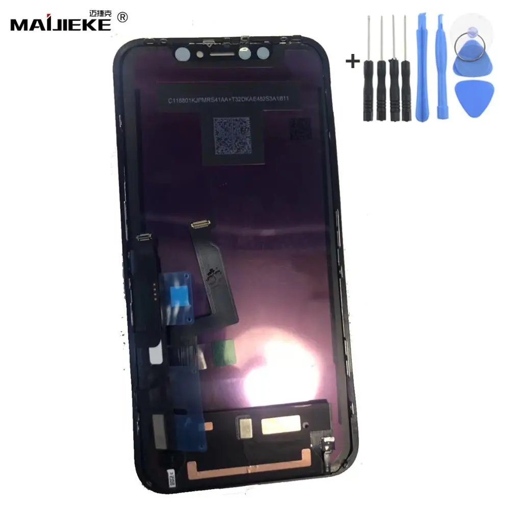 6," ЖК-экран в сборе для iPhone 11 ЖК-дисплей 11D закаленное стекло для iPhone XR сенсорный экран дигитайзер+ Инструменты