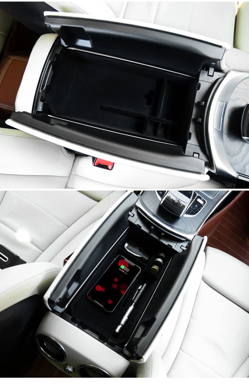Для Mercedes Benz C класса GLC C200 C180 GLC250 W205 мобильный телефон Беспроводная зарядная полка для мелочей упаковочная коробка для мелочей