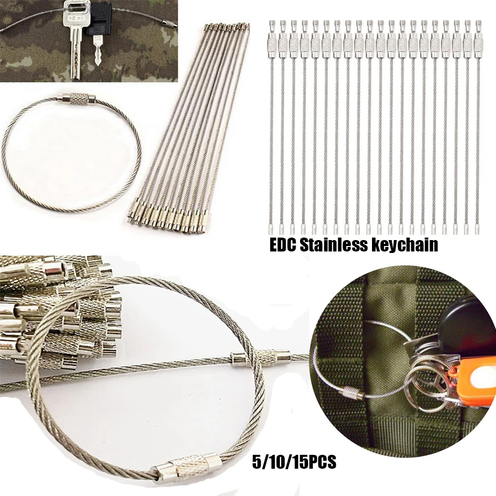5/10/15 шт из нержавеющей стали EDC брелок карабин для ключей пешего туризма провода