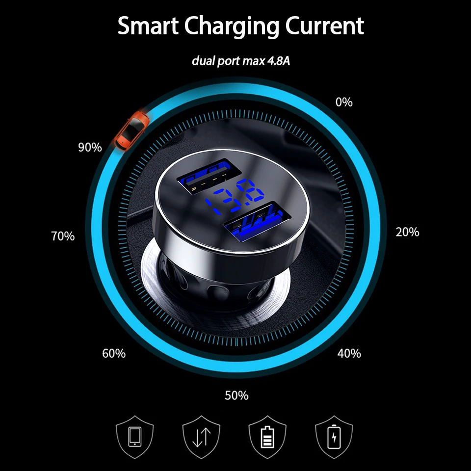 Автомобильное зарядное устройство QC 3 0 с 2 USB портами автомобильное для телефона