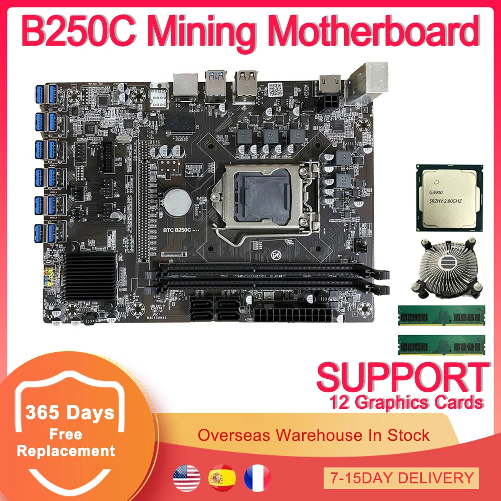 Материнская плата B250C для майнинга BTC 12 * PCIE в разъем графической карты USB3.0 LGA1151