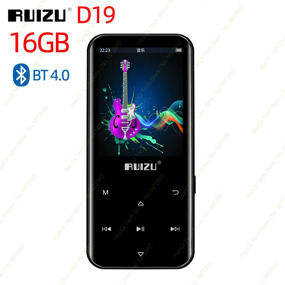 

RUIZU D19 Bluetooth 4.0 Lossless MP3 Player 16GB Portable Audio Walkman With FM Radio EBook Recording Pedometer MP3 Music Player