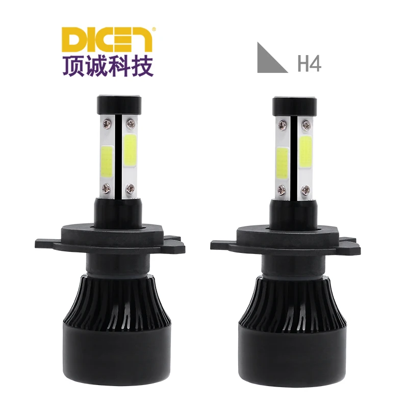 

Car 4-Sides H4/HB2/9003 Car LED Headlight Lamp Bulbs 4pcs COB Chips 6000K White