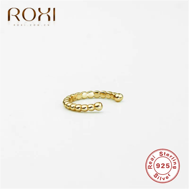 ROXI, модные минималистичные ювелирные изделия для женщин, маленькие круглые серьги с бусинами, клипсы, серьги без пирсинга, корейские 925 пробы серебряные серьги
