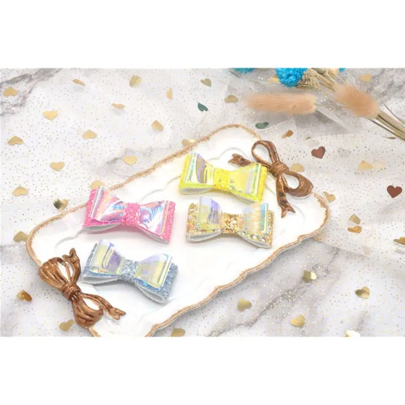 

Kids Girl Rainbow Holographic Hair Clip Double Layer Bowknot Glitter Sequins Alligator Hairgrip Princess Birthday Hair Accessory