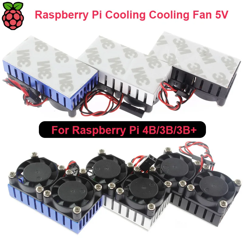Raspberry Pi 4B двойной вентилятор системы охлаждения модуль Синий slive черный цвет с радиатором для Pi3 B+ Raspberry Pi 4B 3B