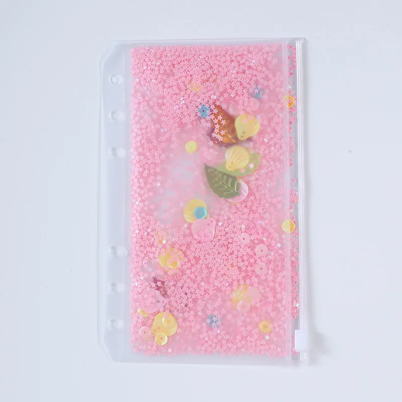 

1pc Transparent PVC Storage Card Holder with 6 Hole Zipper document Bag for A5 A6 Pouch Diary Planner Accessories