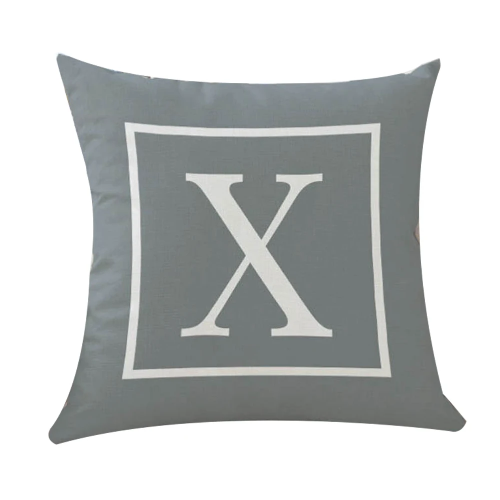 X Meijuner Cushion Cover Grey 26 English Alphabet Throw Pillowcase Single-sided Printing Pillowcase For Hotel Coffee Home Decor - Цвет: X