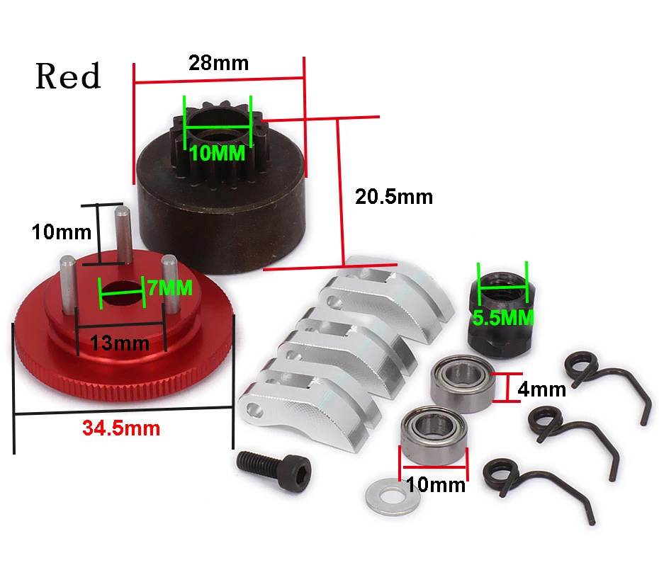 Звонок сцепления 14 т Шестерня подшипник сцепления обувь пружины конус и Гайка двигателя маховик в сборе для 1/8 RC модели Nitro автомобиля HPI HSP Traxxas