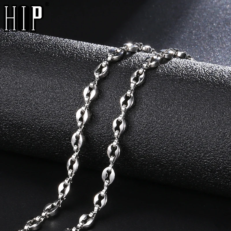Hip Hop 50cm Long Stainless Steel Round Bead Chain Necklaces Trendy Choker Gold Color Coffee Bean Chain For Men Women Jewelry Chain Necklaces Aliexpress