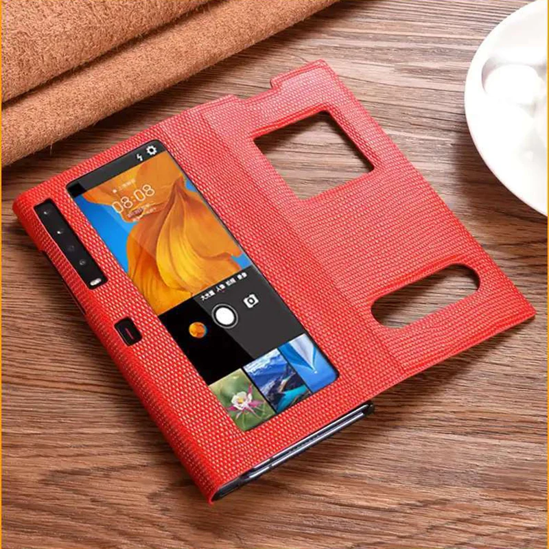 

Luxury Leather Flip Fold Phone Case For Huawei Mate XS Business Shockproof Open Window Smart View Phone Case