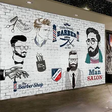 Papel De pared De salón para hombre personalizado 3D Retro barbería peluquería Fondo Mural Papel tapiz decoración Industrial 3D Papel De Parede 3D