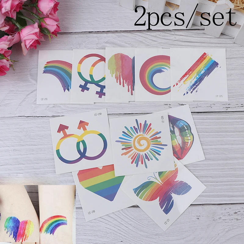 2 шт. водонепроницаемые наклейки с радужным флагом косметическая красочная