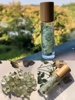 

10ml Roller Bottles Gemstones Essential Oil Sample Bottles With Bamboo Lids Liquid Cosmetic Perfume Refillable Bottle