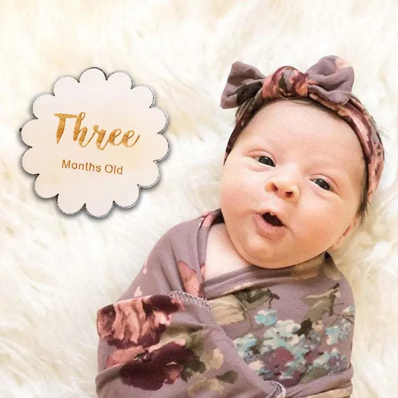 12 Pcs/set Nordic Style Baby Birth Month Number Birthday Commemorative Newborn Full Moon Photography Props Milestone Card