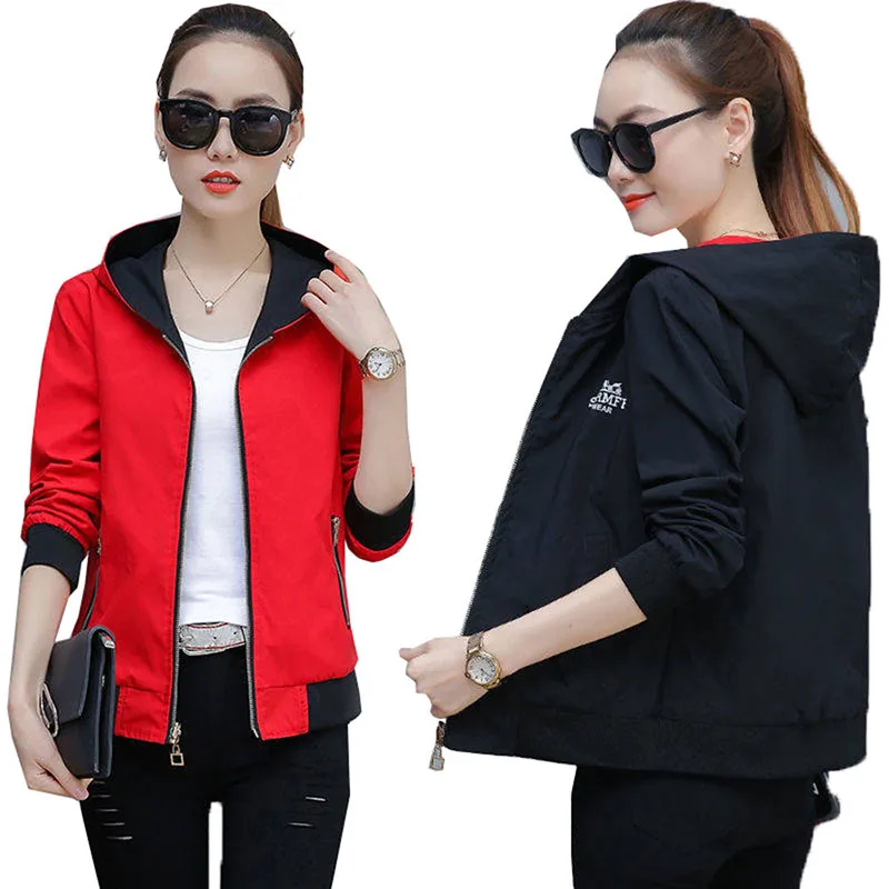 

Женская куртка, новинка 2021, женские короткие пальто на весну и осень, женская одежда большого размера, модная Корейская одежда с обеих сторон, куртка D580