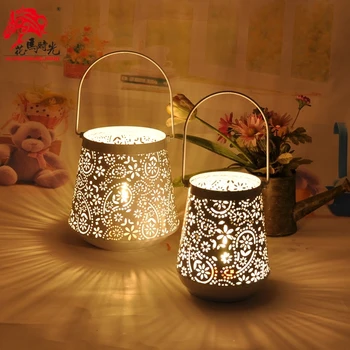 

Metal Nordic Candlestick Hollow White Iron Simple Creative Candle Holder Romantic Suporte Velas Hanging Candle Holder MM60ZT