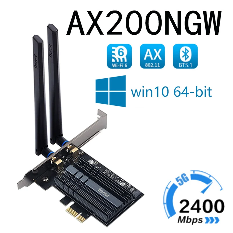 Беспроводная сетевая карта Fenvi Tri Band 5374Mbps Wi-Fi 6E Intel AX210 адаптер AX200NGW 802.11ac/ax Bluetooth 5 2