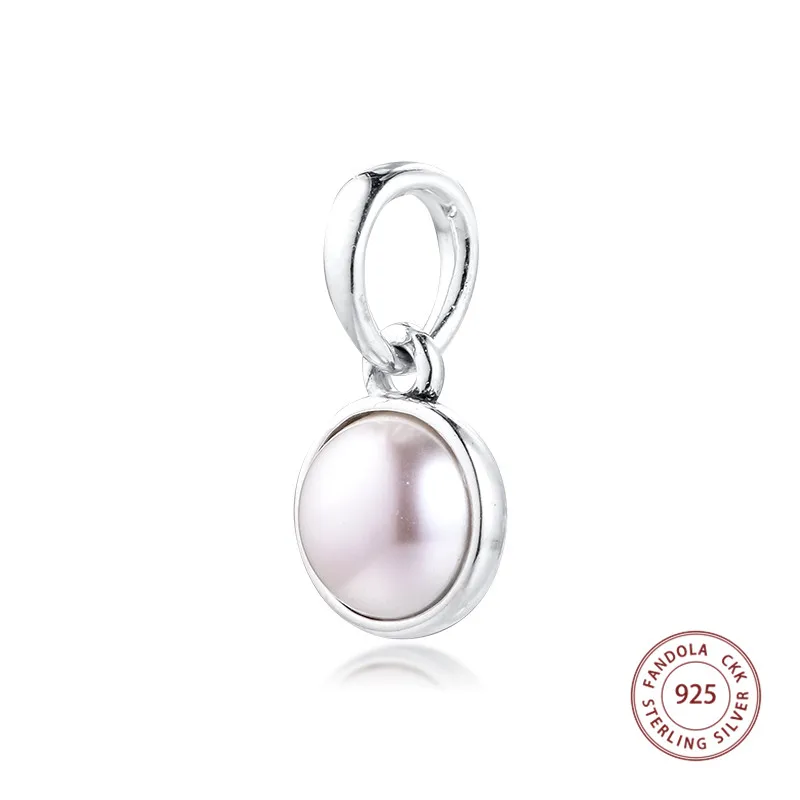 Authentic 925 Sterling Silver Luminous Droplet White Crystal Pearl Beads Fits Women Charms Bracelet DIY Jewelry Making kralen FL565 (4)