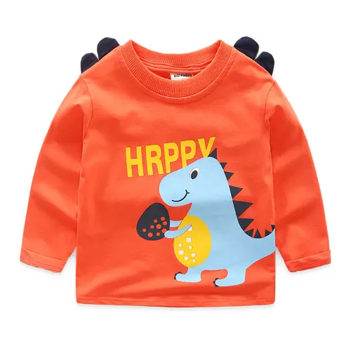 Коллекция года, Детский свитер с героями мультфильмов Осенние повседневные толстовки с длинными рукавами для мальчиков теплый пуловер с динозавром для малышей 2, 3, 4, 5, 6, 7 лет - Цвет: Orange
