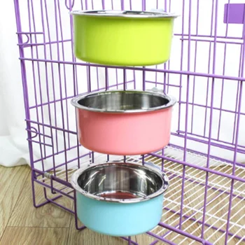 

Pet Bowl Stainless Steel Water Food Feeder Feeding Dog Puppy Cat Hanging Cage Square Bowls Pets Supplies Dogs Cats Crate Cage