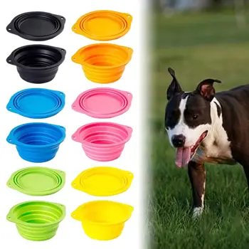 

2pcs Silicone Pet Collapsible Folding Bowl with Lid Portable Dog Cat Water Bowls for Walks Camping Travel