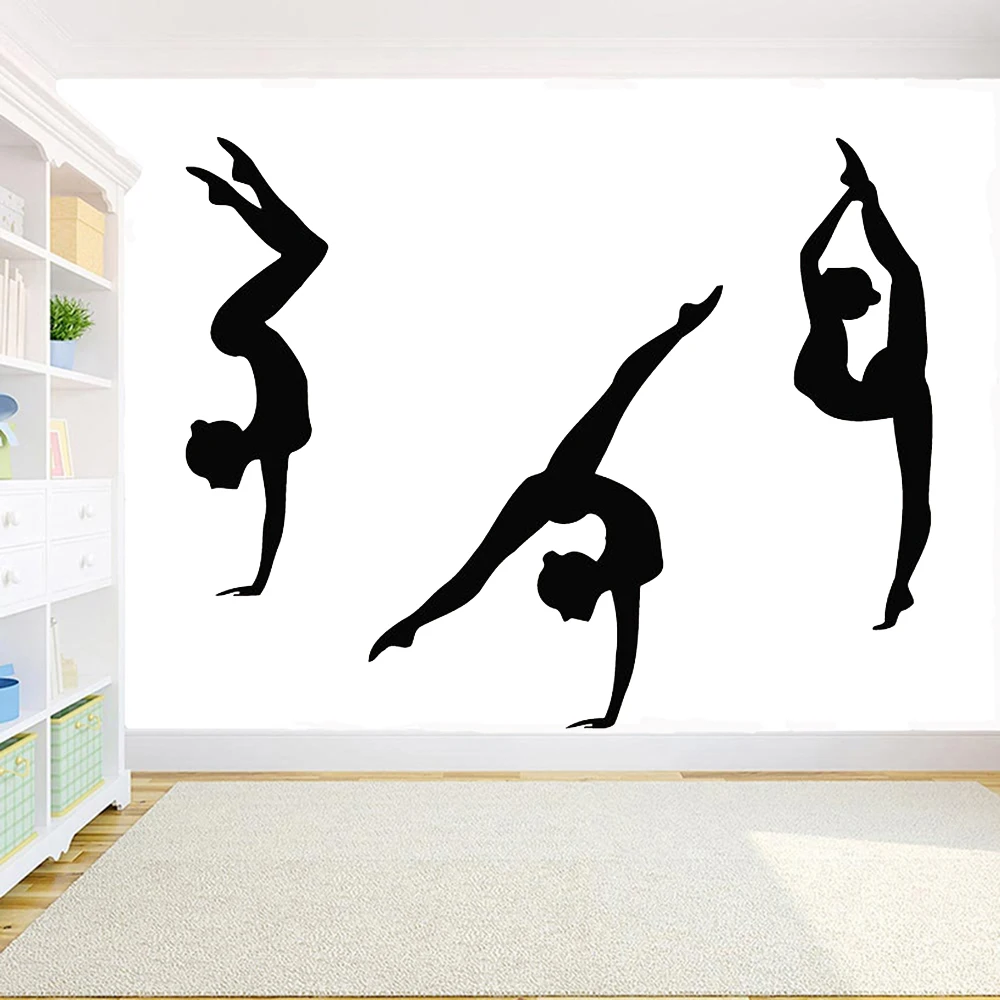 Гимнастика Наклейка на стену спортзала Decor 3 девушки спорт художественная