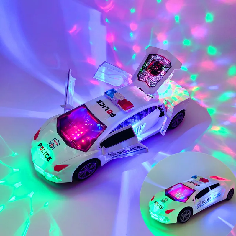 Dança elétrica deformação girando universal polícia carro música led luz  meninos legal brinquedo carro natal presente de aniversário - AliExpress