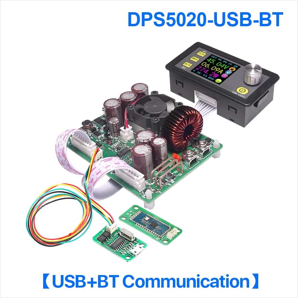 DPS5020-USB-BT DPS5020 постоянного Напряжение тока постоянного тока DC понижающий источник питания линии связи бак Напряжение конвертер ЖК-дисплей вольтметр с алюминиевой крышкой, 50В 20A - Цвет: DPS5020-USB-BT