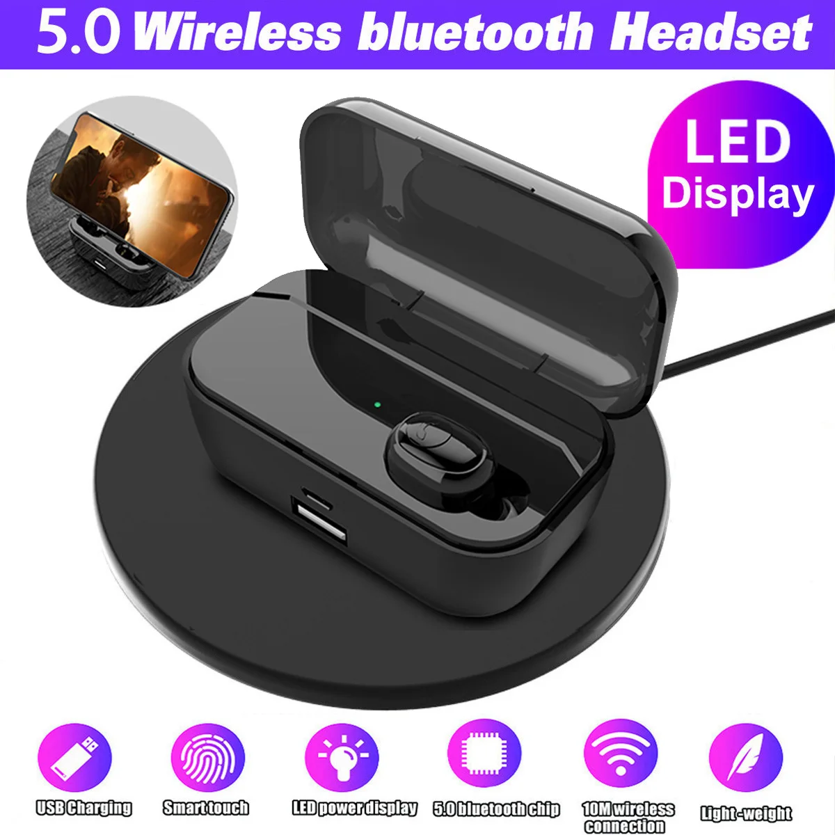 Bluetooth 5,0 наушники беспроводные наушники Handsfree наушники спортивные наушники игровая гарнитура 3500 мАч зарядная коробка черный/белый
