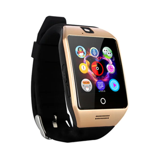 Золотой Bluetooth Smart Watch Q18 with Camera Fb Whatsapp Sync SMS Smartwatch Support SIM TF Card for Sports Men Watch Dropshipping - Цвет: Золотой