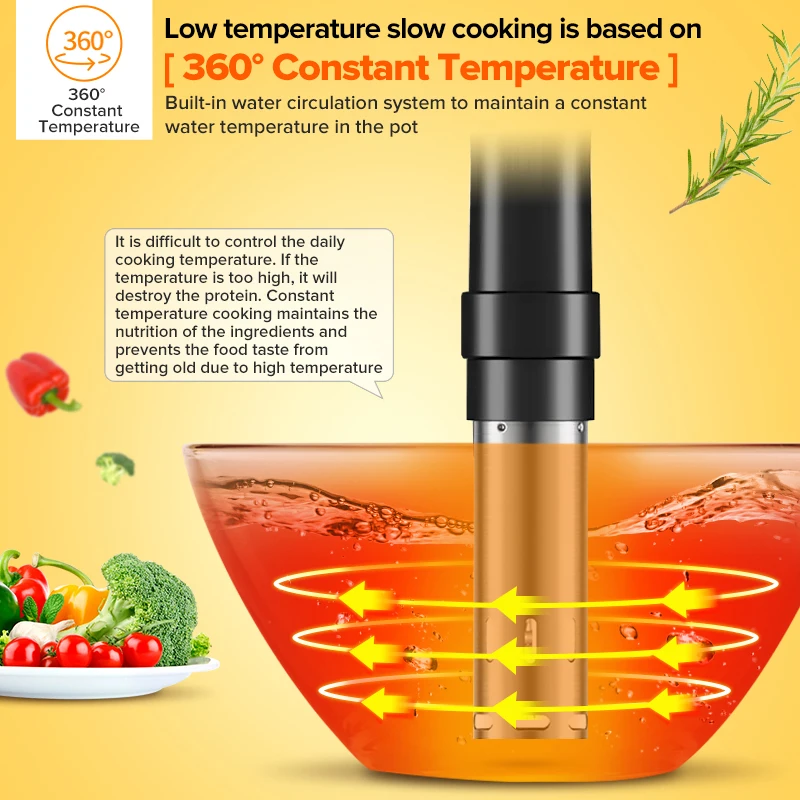 Термопогружной термостат-циркулятор Sous Vide 1800 Вт с большим цифровым ЖК-дисплеем и контролем времени и температуры ► Фото 3/6