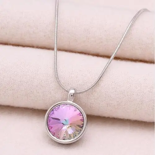 Real Rhodium Plated Модное женское ожерелье с кулоном, ювелирное изделие, Многоцветный австрийский кристалл, ожерелье s золото/серебро, цветная змеиная цепь, колье X0217-1 - Окраска металла: Real Rhodium Plated