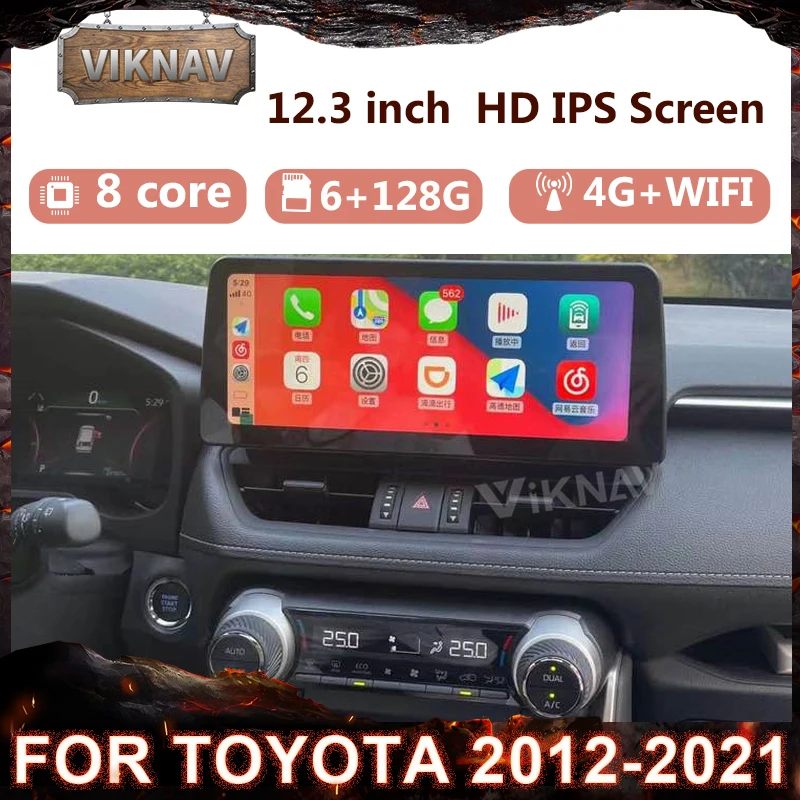 

Android 10.0 12.3 inch Car Radio For Toyota 2012-2021 Multimedia Player Touch Screen GPS Navigation 2 din carplay Head Unit